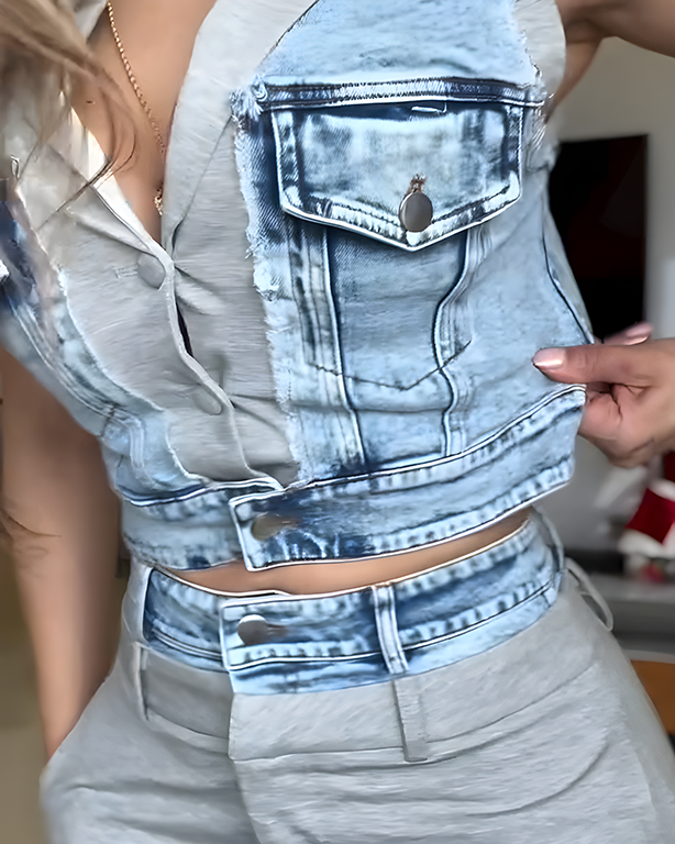 Women's Sleeveless Slim Fit Wide Leg 2-Piece Set