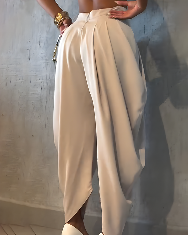 High Waist Loose Ruched Irregular Casual Pants（ Pre-Sale）