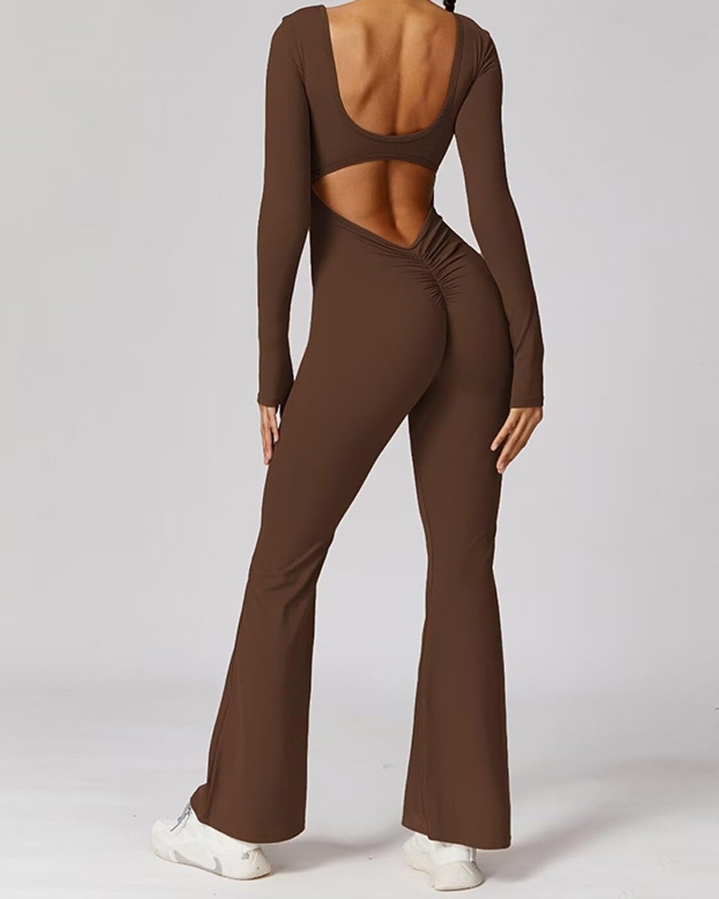 Beautiful Back Long Sleeve Yoga Jumpsuit