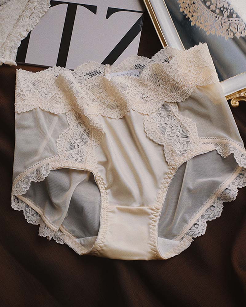 Women's Plus Size Underwear, Ladies Sexy Lace High Waisted Panties, Soft Full Breathable Briefs