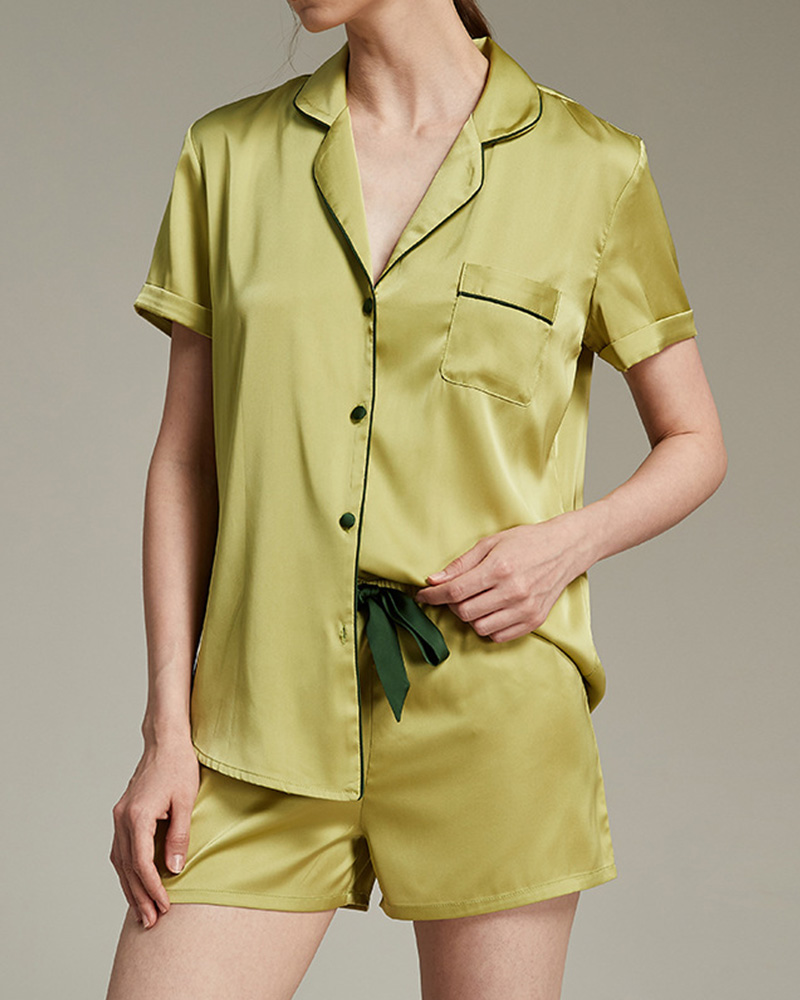 Ice Silk Pajamas Short Sleeve Set