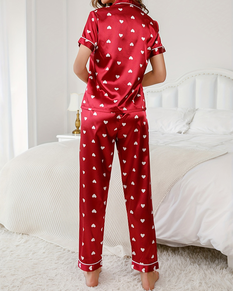 Love Print Short Sleeve Suit