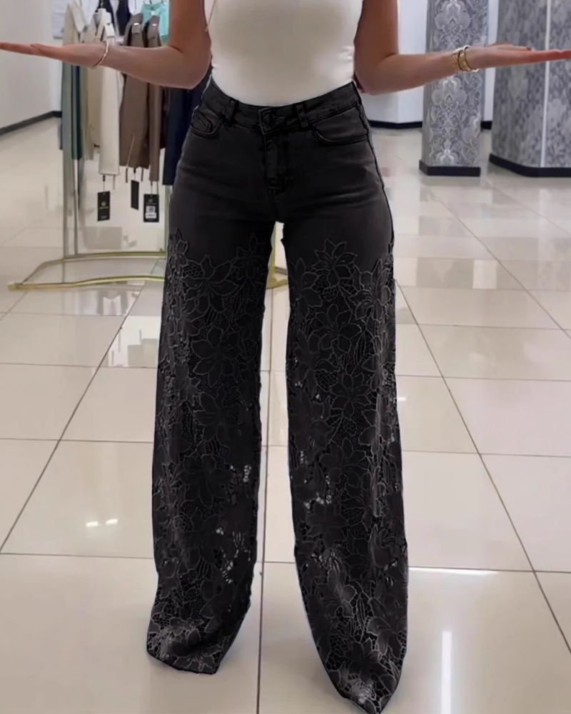 Laced Baby Blue Jeans