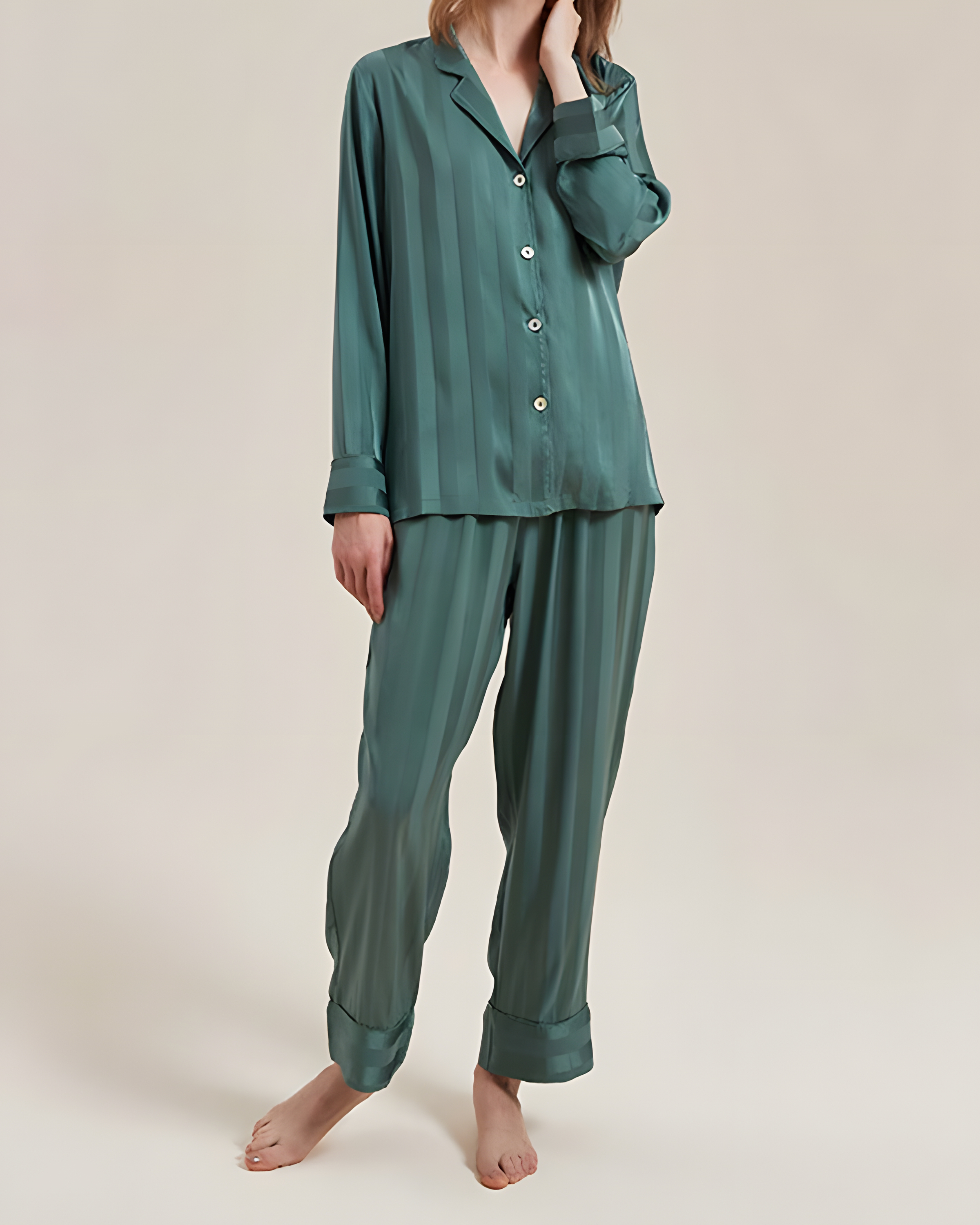 Fine Double Sided Jacquard Striped Silk Loungewear