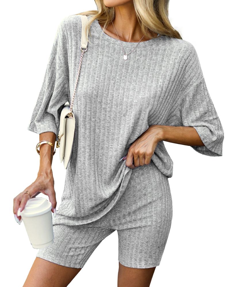 Knit Pajamas 2 Piece Lounge Sets