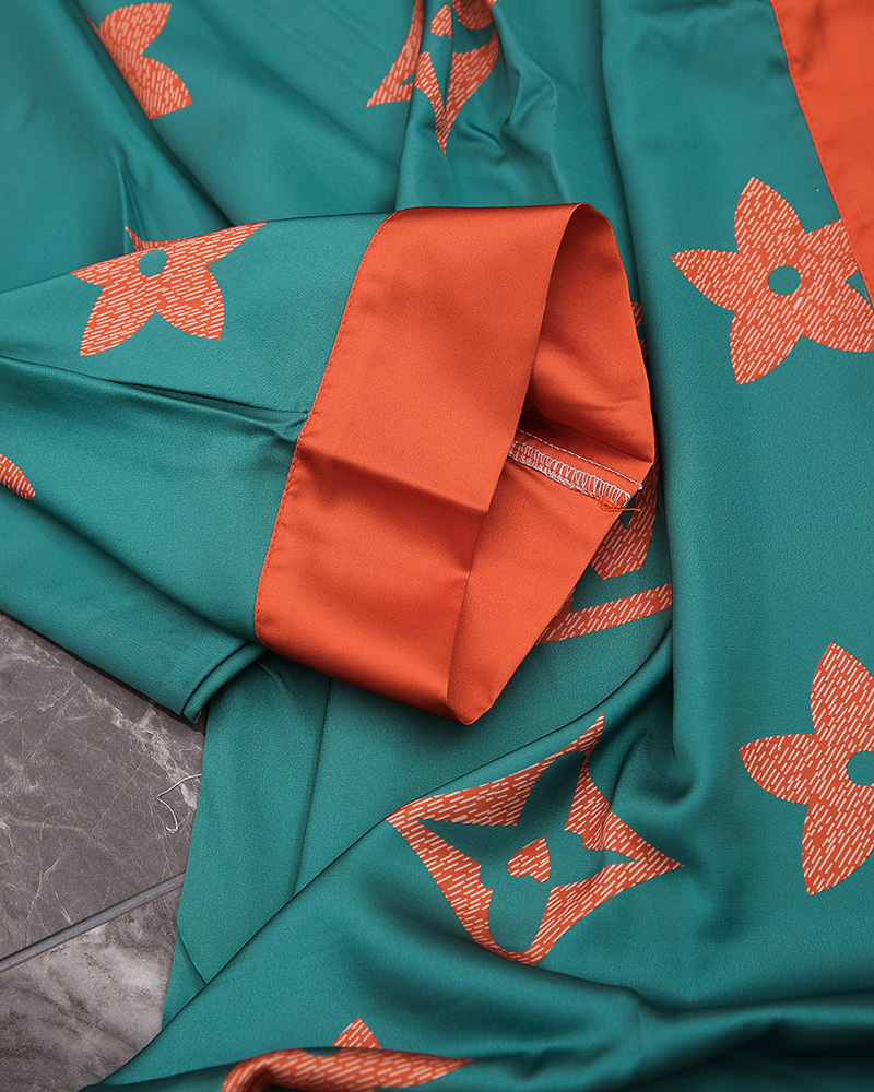 Imitation Silk Printed Pajamas Set