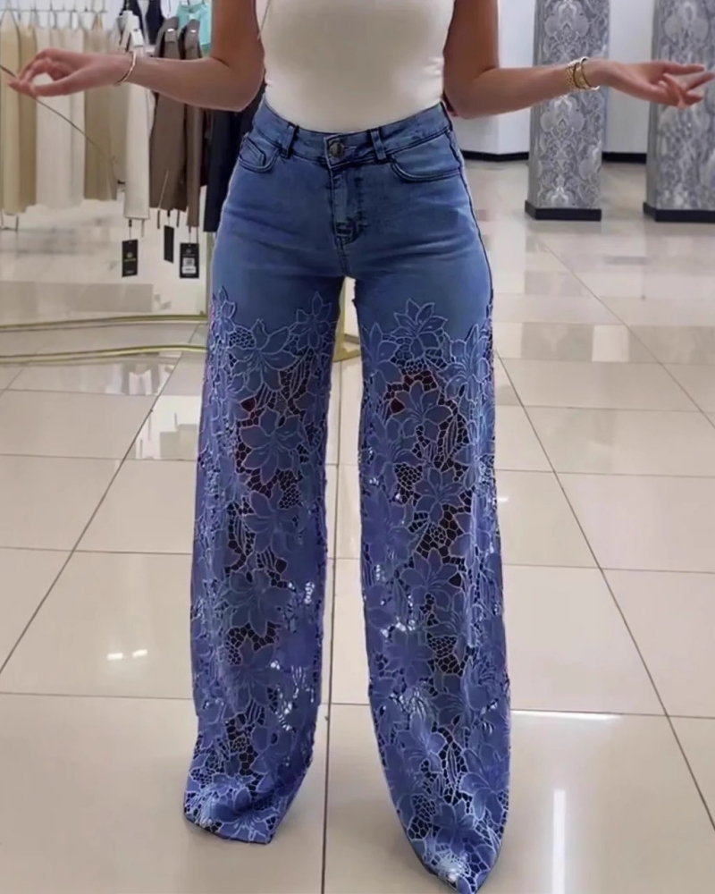 Laced Baby Blue Jeans