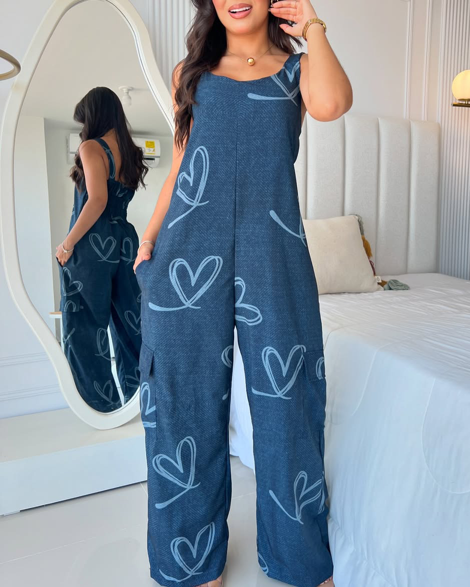 Women's Casual Sleeveless Wide Leg Jumpsuit
