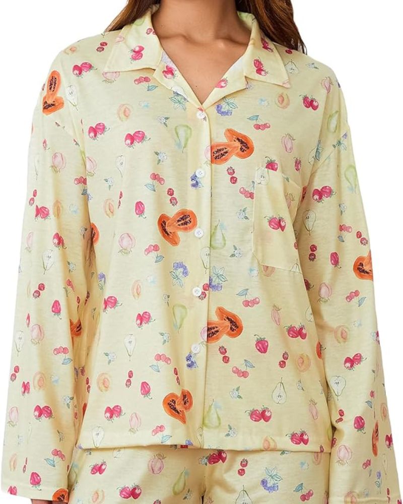 Printed Long Sleeves Button Shirt Shorts Set