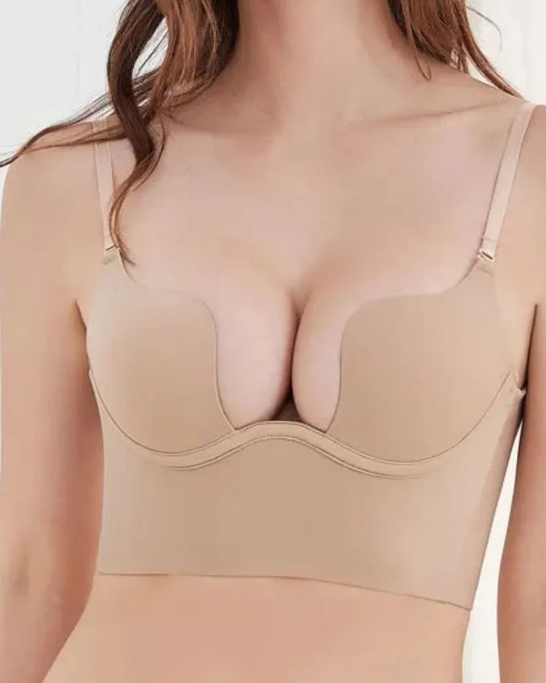 Push Up Low Back Plunge Bra Cleavage-Boosting Light Padding Bra Underwear
