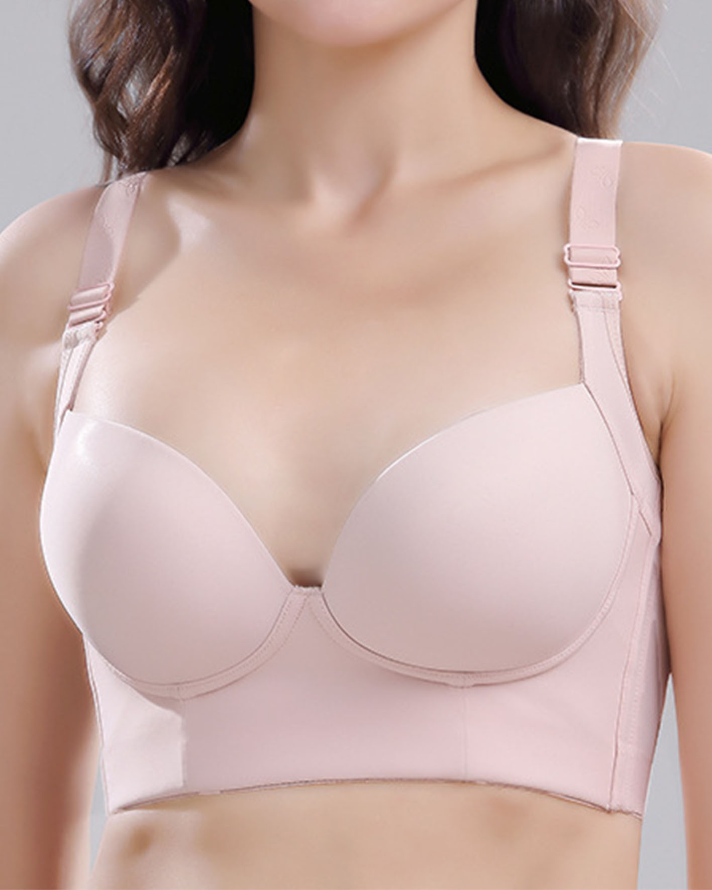 Slim Back Plus Size Bra No Underwire Push-Up Bra 7 Breasted