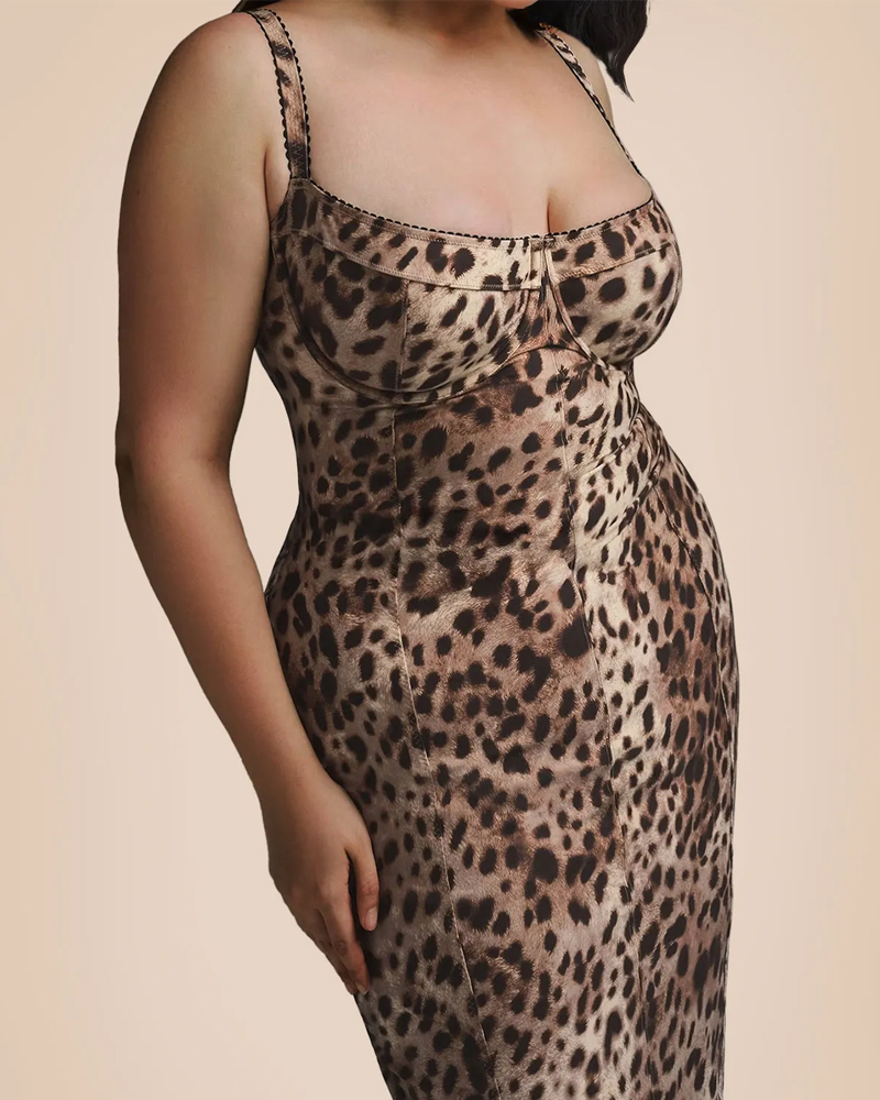 U-Neck Leopard Print Suspender Dress