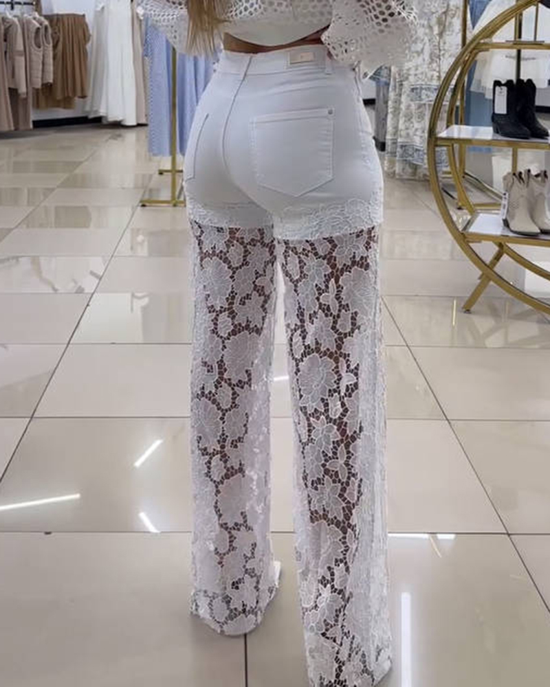 Laced Baby Blue Jeans