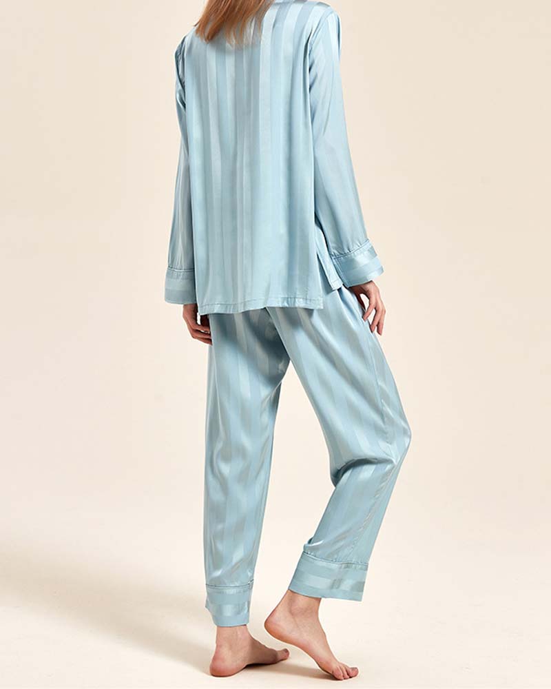 Fine Double Sided Jacquard Striped Silk Loungewear