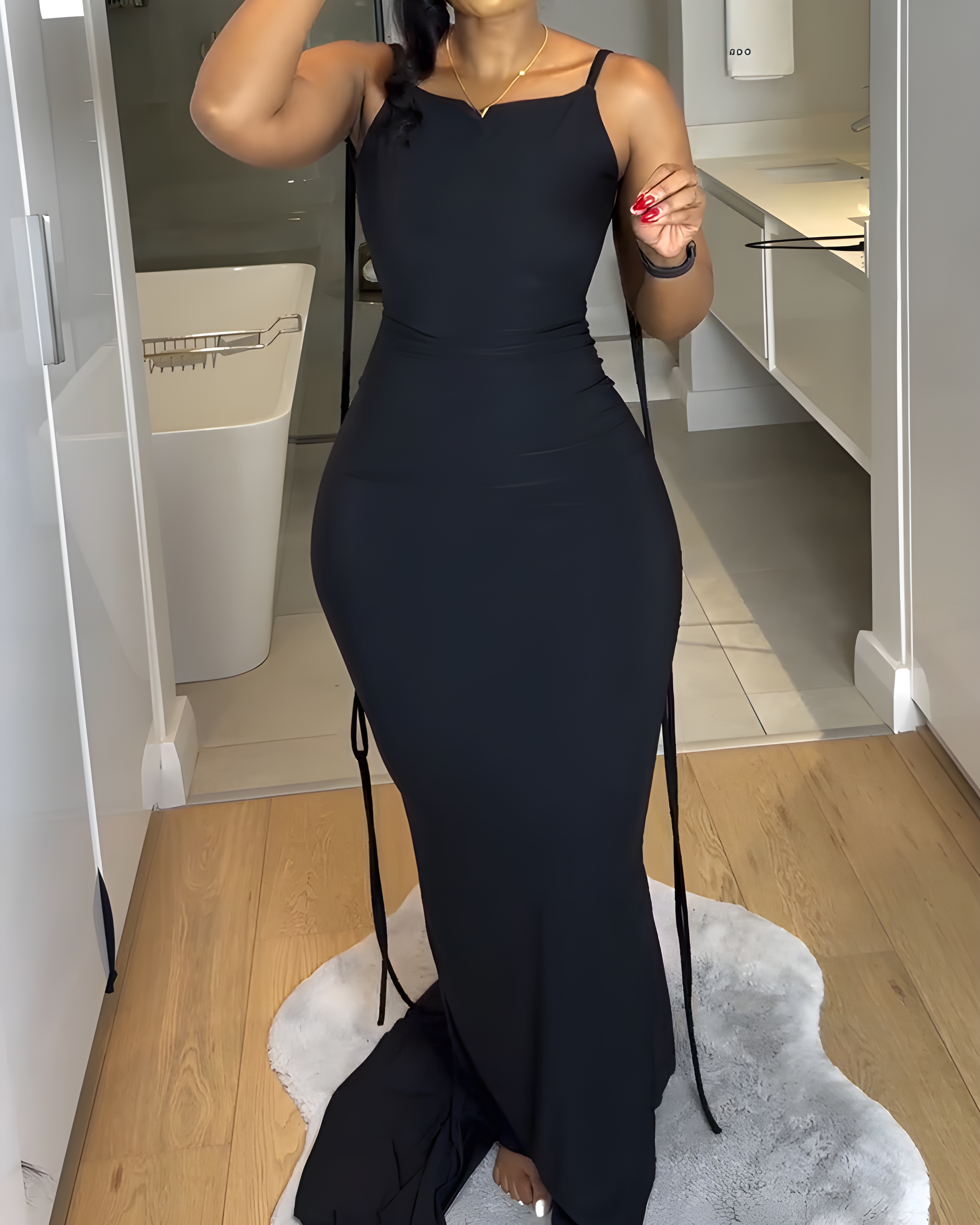 Women's Fashionable Slim Slip Maxi Dress