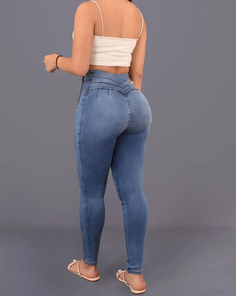 Side Zipper Skinny Jeans