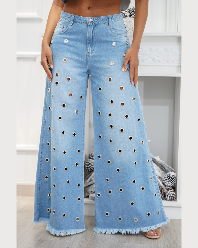 Pants Palazzo Eyelets Jeans