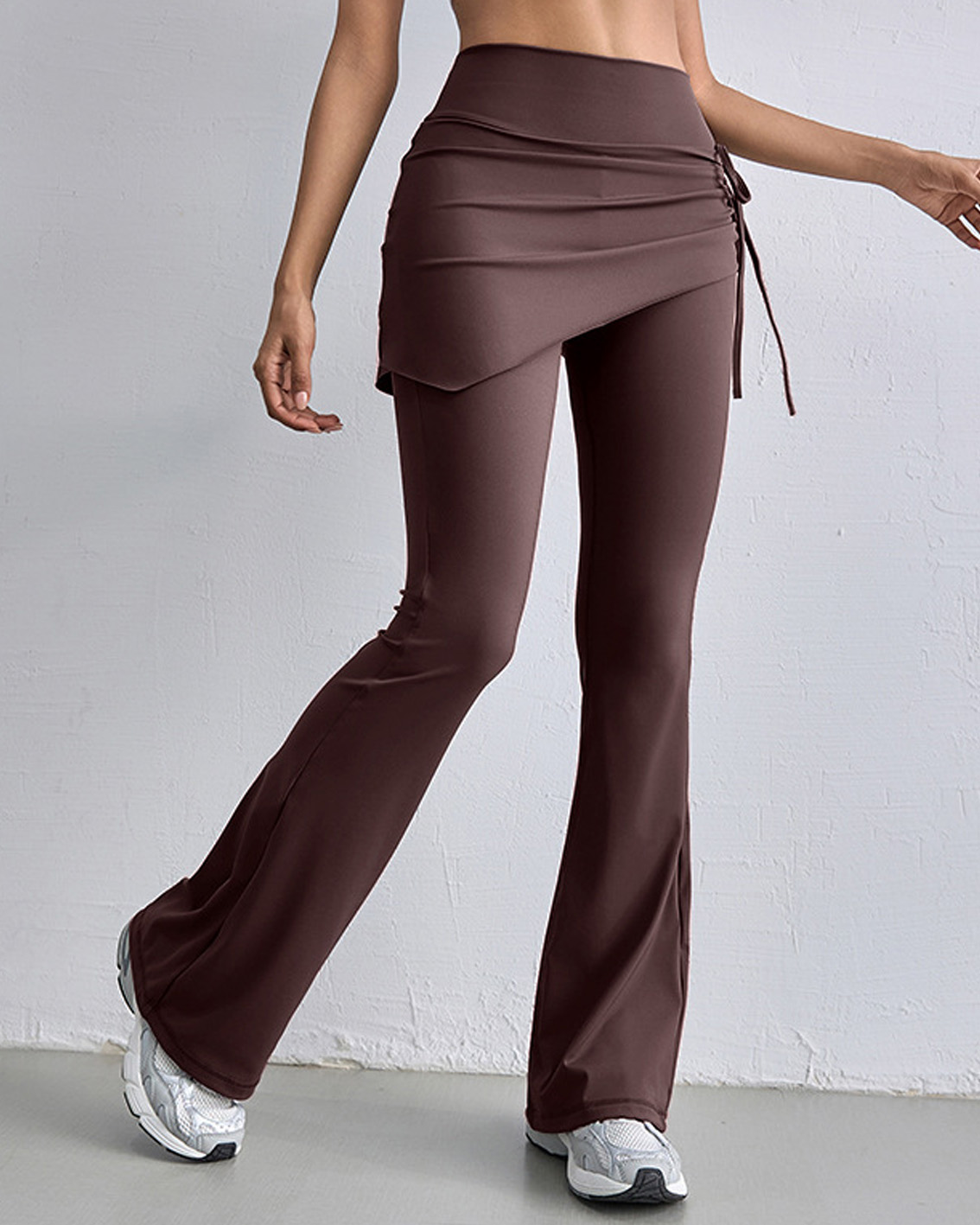 Fake Two-Piece Flared Side Drawstring Yoga Pants