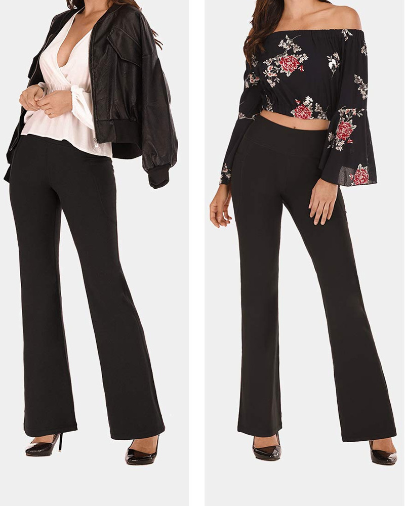 High Waisted Elastic Tummy Control Flared Yoga Pants