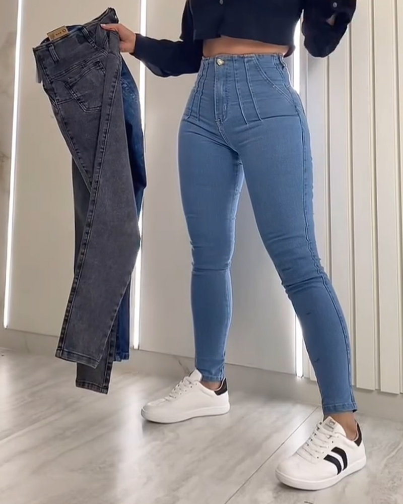 Skinny Stretch Butt Lifting Jeans Slim Fit Denim Pants