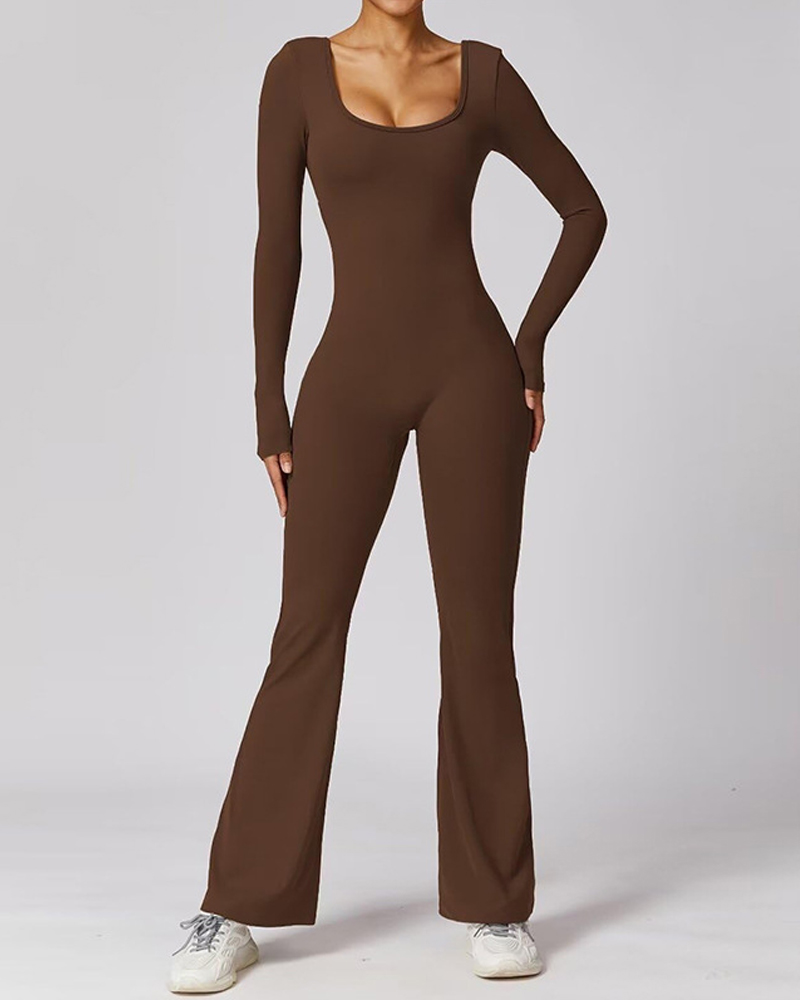 Beautiful Back Long Sleeve Yoga Jumpsuit